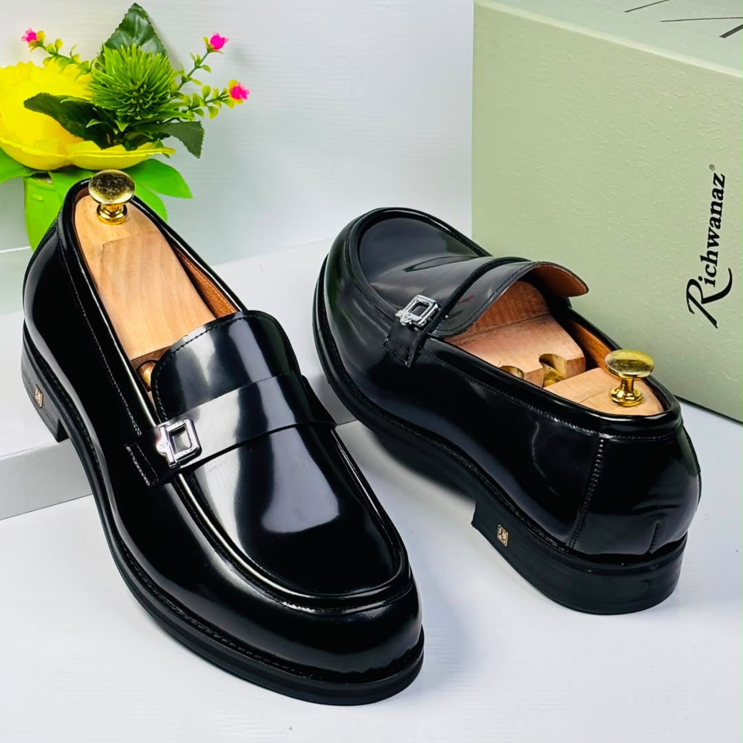 Richwanaz Luxury Black Patent Leather Loafers
